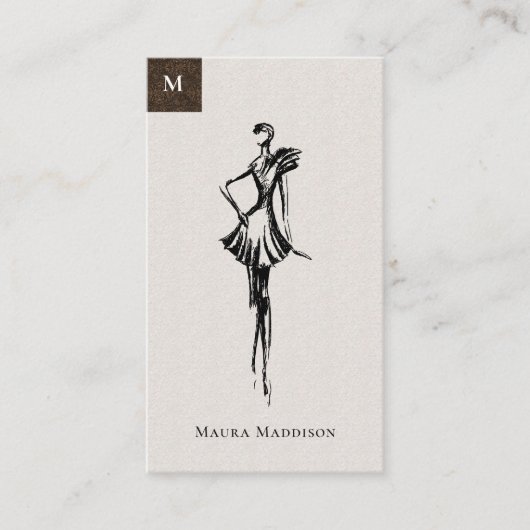 Moderne Mode Designer Summer Model Sketch Visitekaartje (Voorkant)