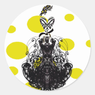  Moderne Mode Diva gele stippen Ronde Sticker