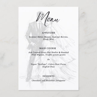 Moderne Mode Koolstoffetschets Huwelijk Menu