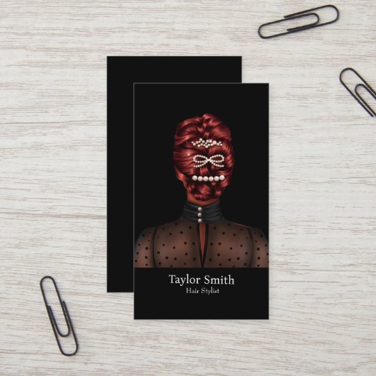 Moderne Mode Meisje Haar Stylist Visitekaartje (Voorkant / Achterkant in situ)