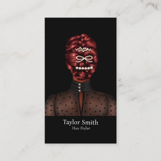 Moderne Mode Meisje Haar Stylist Visitekaartje (Voorkant)