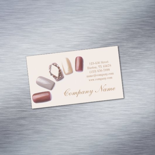 Moderne mode meisjesachtige schoonheidssalon nagel visitekaartje magneet (Voorbeeld)