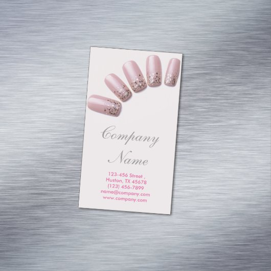 Moderne mode meisjesachtige schoonheidssalon nagel visitekaartje magneet (Voorbeeld)