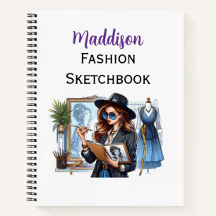 Moderne mode schetsboek aanpasbare naam notitieboek