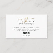 Moderne modeboetiek gouden script monogram visitekaartje (Achterkant)