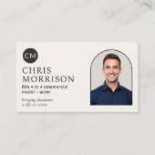 Moderne Model Acteur Foto Monogram Visitekaartje (Voorkant)
