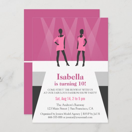Moderne Modellen Runway Mode Show Verjaardagsfeest Kaart (Voorkant / Achterkant)