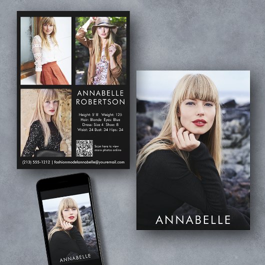 Moderne Modellering 4 Fotomodel QR Code Comp Kaart