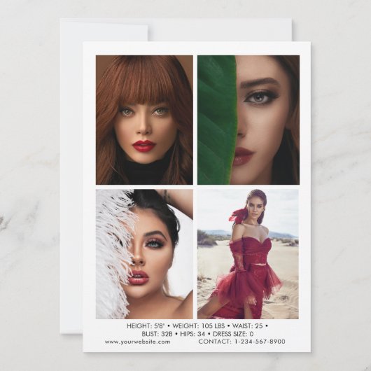 Moderne modellering Actief Comp Kaart 5 Foto wit (Achterkant)