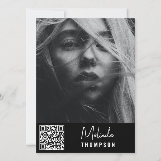 Moderne modellering Comp Kaart 5 Foto QR Code Blac (Voorkant)