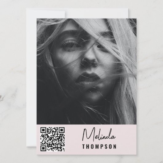 Moderne modellering Comp Kaart 5 Foto QR Code Roze (Voorkant)