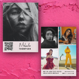 Moderne modellering Comp Kaart 5 Foto QR Code Roze