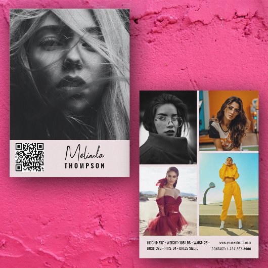 Moderne modellering Comp Kaart 5 Foto QR Code Roze