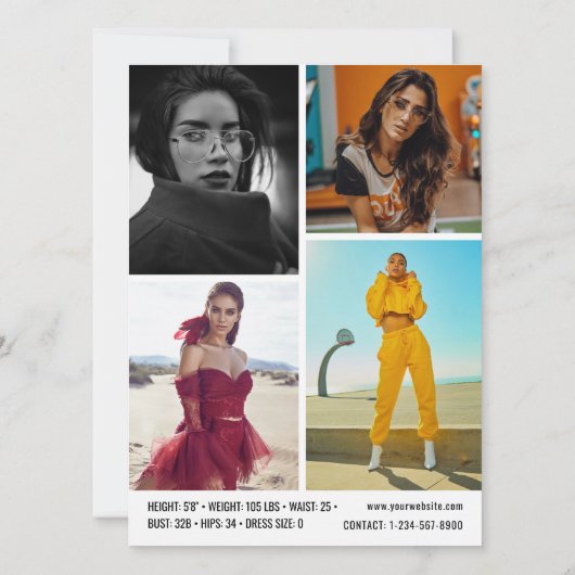 Moderne modellering Comp Kaart 5 Foto QR Code Whit (Achterkant)