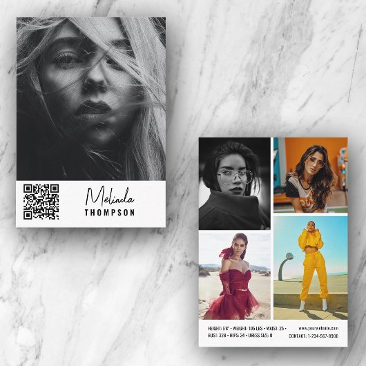 Moderne modellering Comp Kaart 5 Foto QR Code Whit