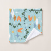 Moderne moderne 50s abstracte sterrenblauw bad handdoek (Wasdoekje)
