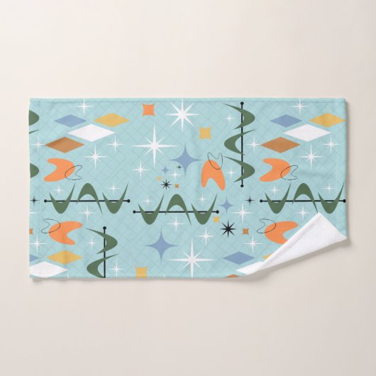 Moderne moderne 50s abstracte sterrenblauw bad handdoek (Handdoek)