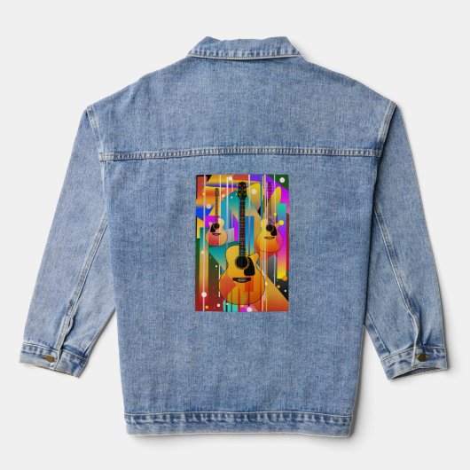 Moderne moderne geometrische gitaar denim jacket (Achterkant)
