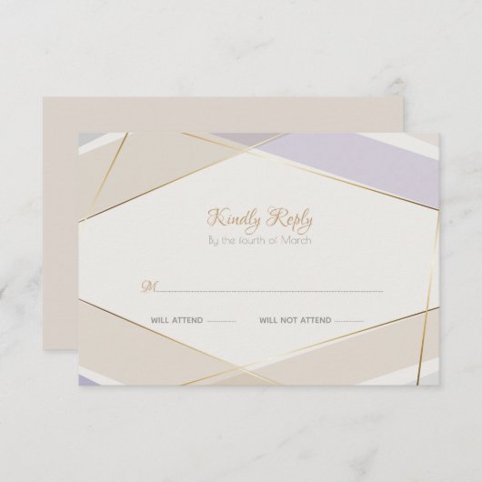 Moderne moderne geometrische paddenstoel Violet RSVP Kaartje (Voorkant / Achterkant)