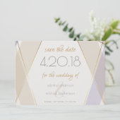 Moderne moderne geometrische paddenstoel Violet Save The Date (Staand voorkant)
