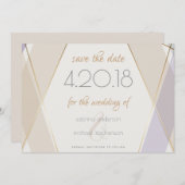 Moderne moderne geometrische paddenstoel Violet Save The Date (Voorkant / Achterkant)