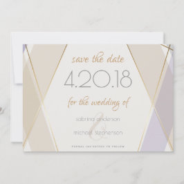 Moderne moderne geometrische paddenstoel Violet Save The Date