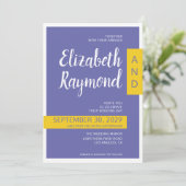 Moderne, moderne paarse, minimale bruiloft kaart (Staand voorkant)
