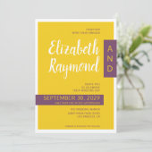 Moderne moderne paarse minimale bruiloft kaart (Staand voorkant)