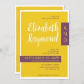 Moderne moderne paarse minimale bruiloft kaart (Voorkant / Achterkant)