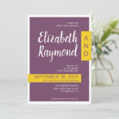 Moderne moderne paarse minimale bruiloft kaart (Staand voorkant)