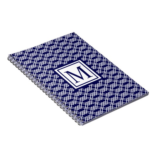 Moderne moderne raket Geometrische monogram marine Notitieboek (Rechterzijde)
