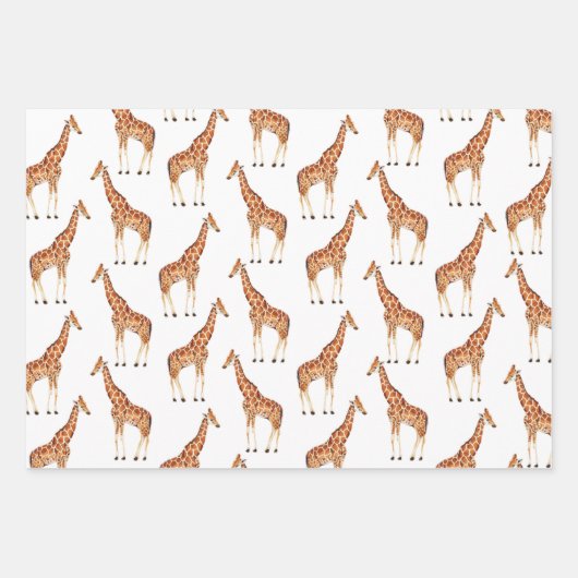 Moderne moderne Safari Oerwoud Dieren Giraffe Inpakpapier Vel (Voorkant 3)