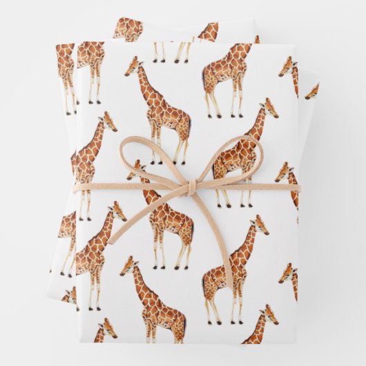 Moderne moderne Safari Oerwoud Dieren Giraffe Inpakpapier Vel (In situ)