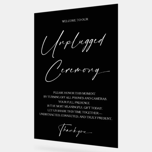 Moderne moderne unplugged ceremonie Acryl teken Bord (Hoek)