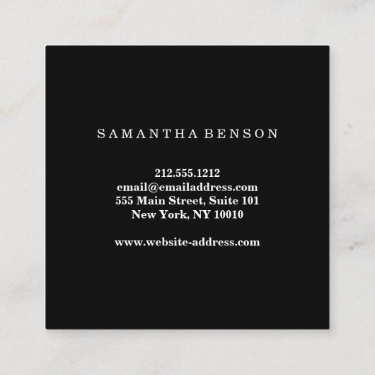 Moderne, moderne, witte marmer vierkante visitekaartje (Achterkant)