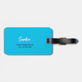 Moderne Modieuze Rood Blauw Stad Meisje Verf Bagagelabel (Achterkant horizontaal)