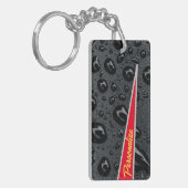 Moderne modieuze zwarte bellen rode brand douane sleutelhanger (Voorkant Links)