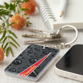 Moderne modieuze zwarte bellen rode brand douane sleutelhanger (Voorkant Rechts)