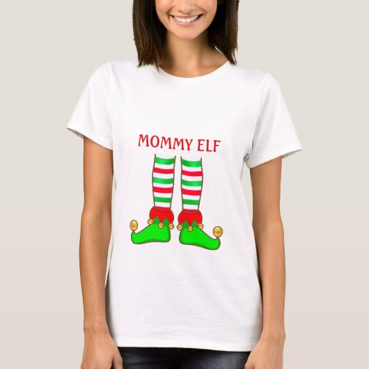 Moderne Moeder Elf Kerstmis T-shirt (Voorkant)
