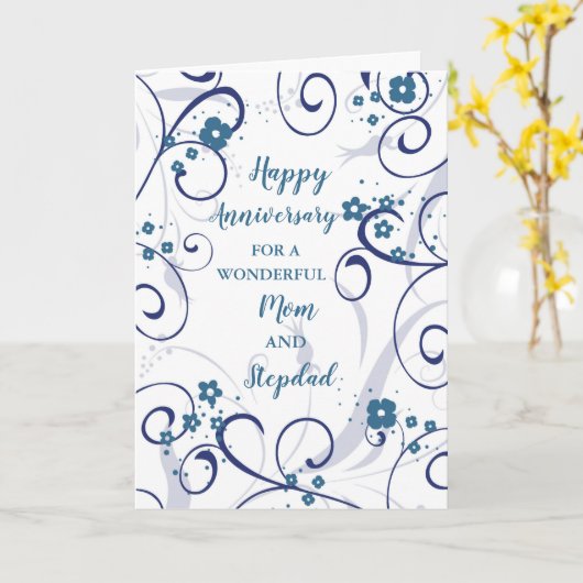 Moderne moeder en stiefvader bruiloft Jubileum Kaart (Gele Bloem)