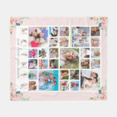 Moderne MOEDER Fotocollage Blush Roze Bloemen Fleece Deken (Voorkant (Horizontaal))
