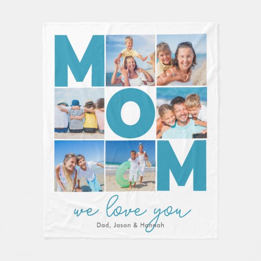Moderne moeder gepersonaliseerd 6 foto collage fleece deken (Voorkant)
