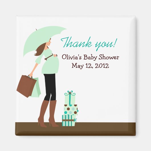 Moderne Moeder (Groen) Baby shower Favor Magnet (Voorkant)