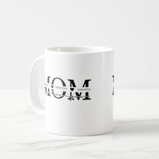 Moderne Moeder Kinder Namen Moederdag Koffiemok (Voorkant links)