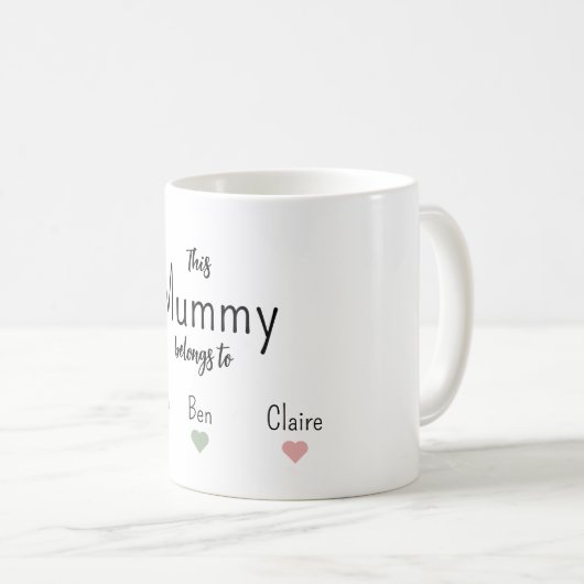 Moderne Moeder Kinder Namen Moederdag Koffiemok (Voorkant rechts)