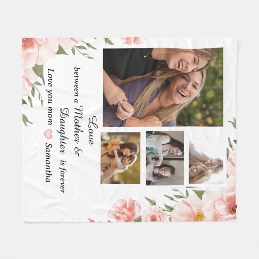 Moderne Moeder Moeder Dochter Citaten 4 Fotocollag Fleece Deken (Voorkant (Horizontaal))