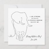 Moderne Moeder Olifant Lijn Kunst Moederdag Kaart (Voorkant)