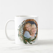 Moderne moeder script loof krans foto vakantie koffiemok (Links)