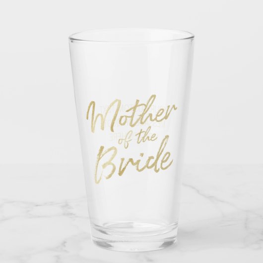 Moderne Moeder van de Bruid Gold Script Typografie Glas (Voorkant)