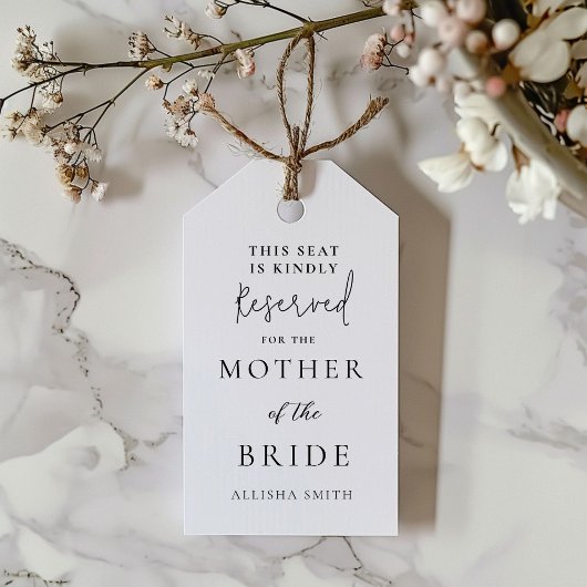 Moderne 'Moeder van de Bruid Stoel Gereserveerd' Cadeaulabel